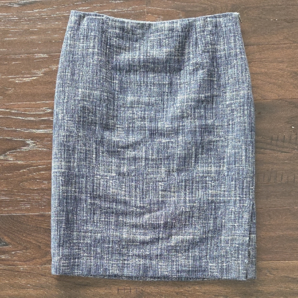 Navy Tweed Pencil Skirt
